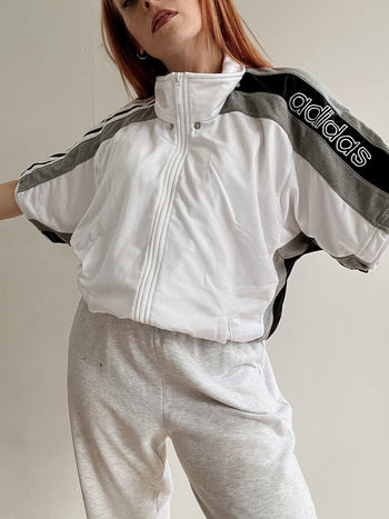 Gilet jogging vintage blanc et gris Adidas M