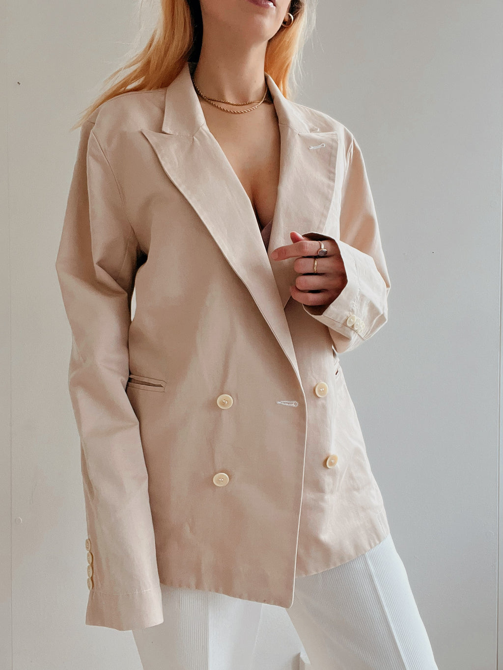 Veste blazer vintage rose clair oversized L