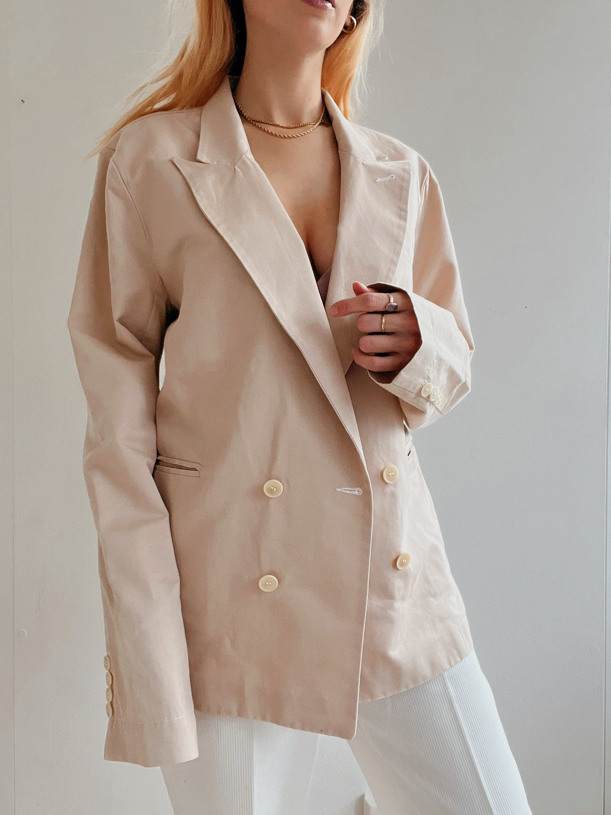 Veste blazer vintage rose clair oversized L