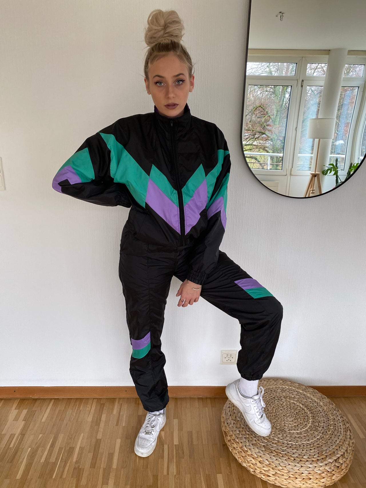 Ensemble Noir/violet/vert Jaquette & Jogging S