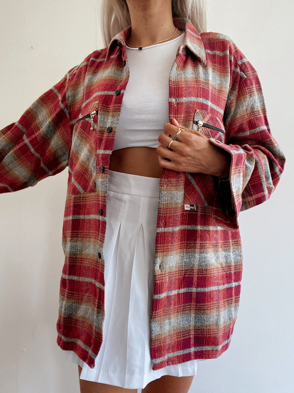 Chemise Vintage à carreaux rose