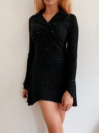 Vintage Y2K schwarzes Heidekleid mit Knöpfen S 