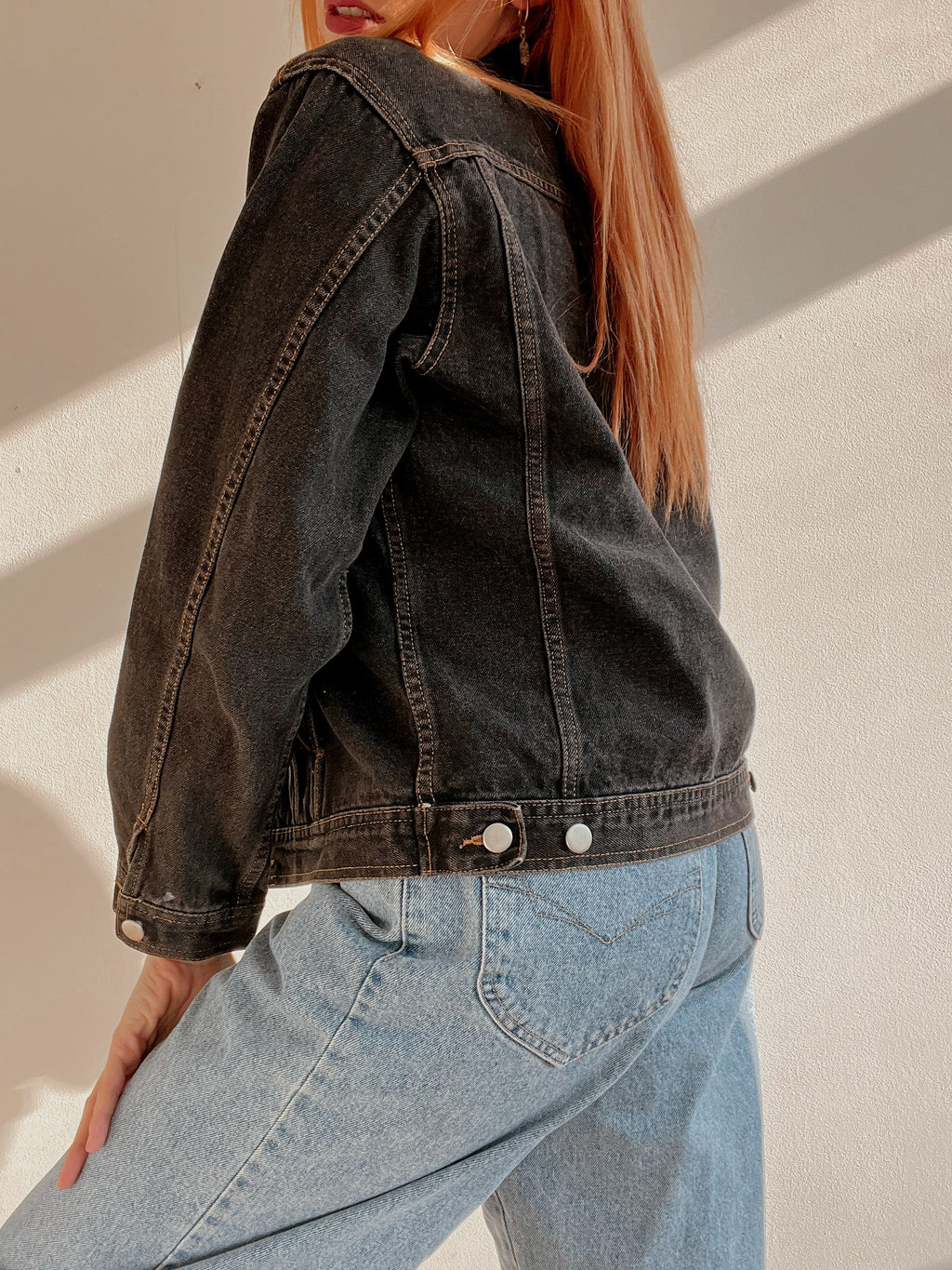Vintage grau schwarze Jeansjacke S