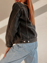 Vintage grau schwarze Jeansjacke S