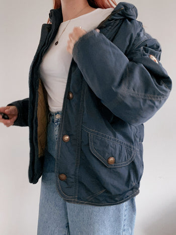 Veste doudoune vintage bleue foncée M