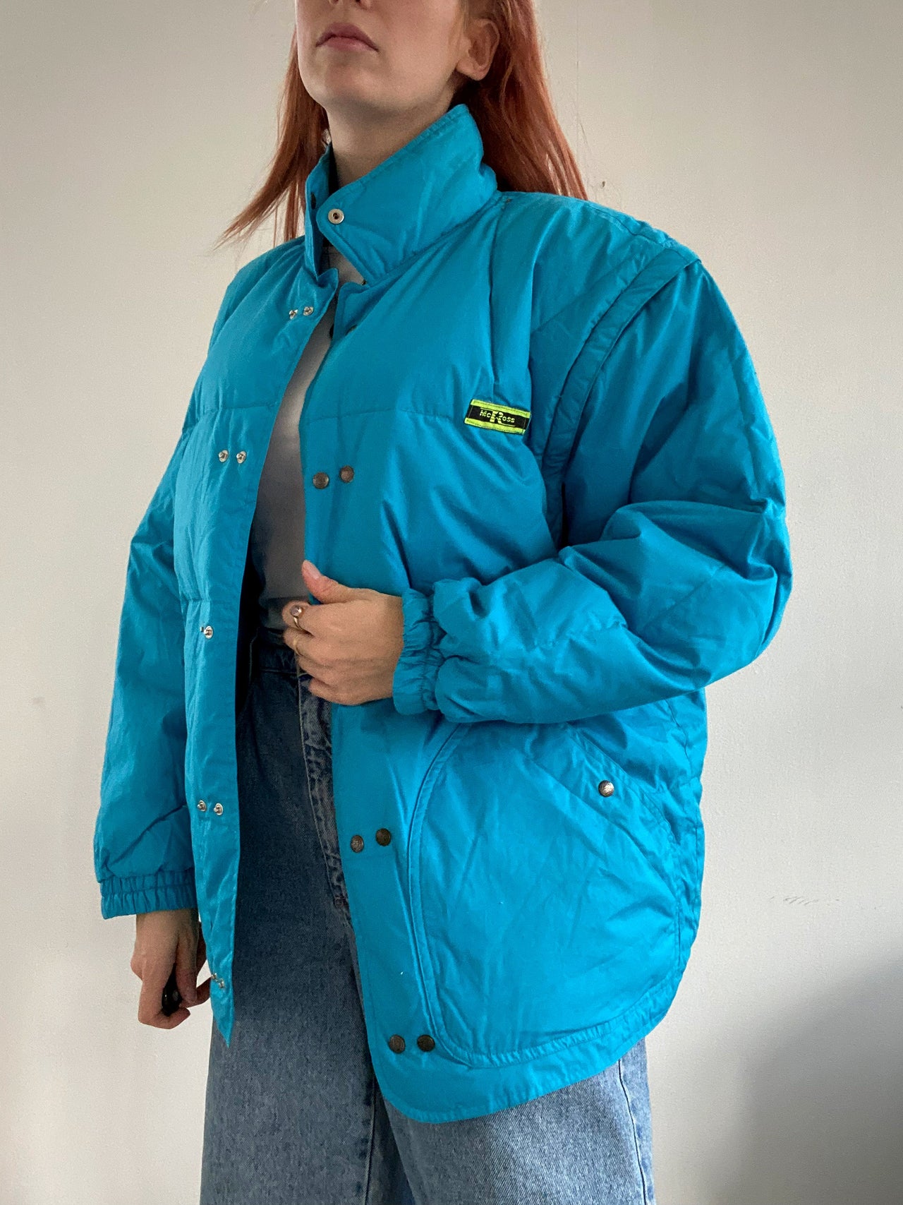 Veste & gilet vintage en plume / turquoise  M