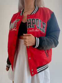 Rote und schwarze Bomberjacke L 