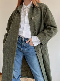 Vintage grüner Wollmantel M/L