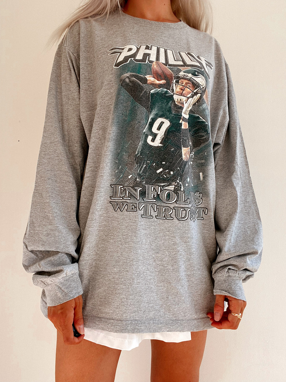 Vintage USA Langarm-T-Shirt grau XL