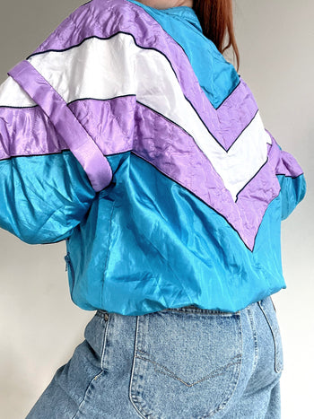 Veste de jogging vintage turquoise et violette M