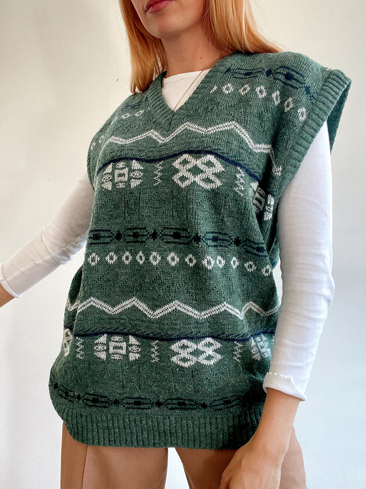 Gilet vintage sans manche vert foncé