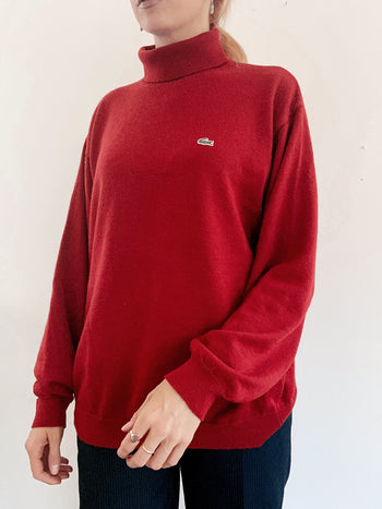 Pull à col roulé rouge foncé Lacoste XL