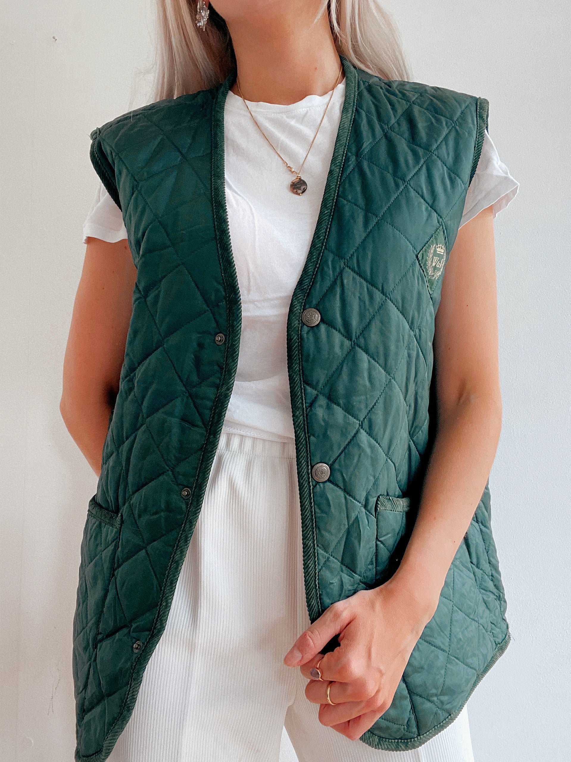 Copie de Gilet vintage sans manches vert foncé L