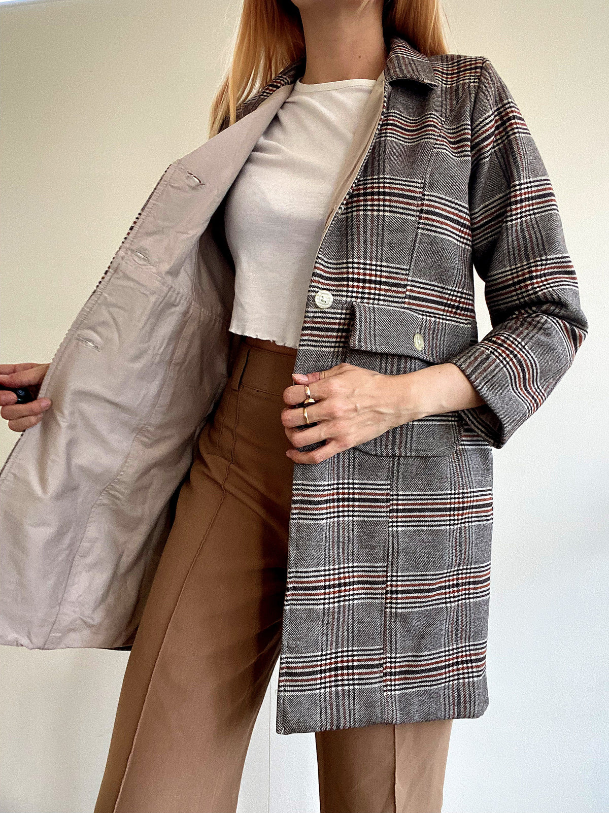 Manteau vintage en laine beige XS