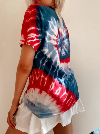 T-shirt tie and dye bleu et rouge S