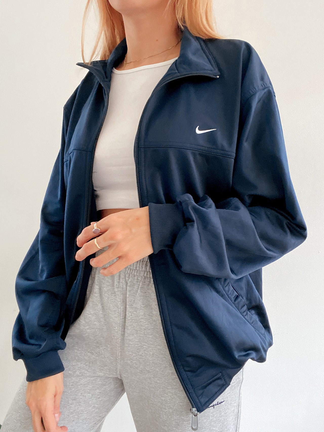 Veste de jogging vintage bleue foncée Nike M