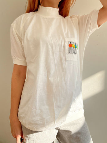 T-shirt Vintage 80/90s blanc brodé M