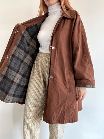 Trench coat vintage brun chocolat  M/L oversized