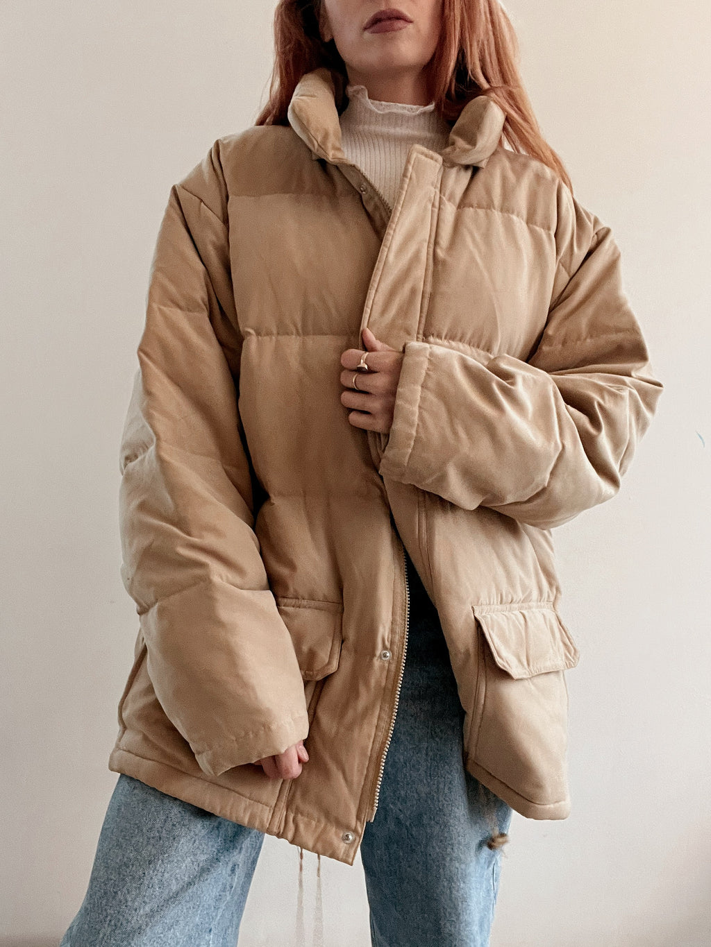 Doudoune vintage beige plume d’oie XL
