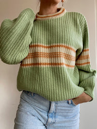 Vintage-Strickpullover in Grün und Orange