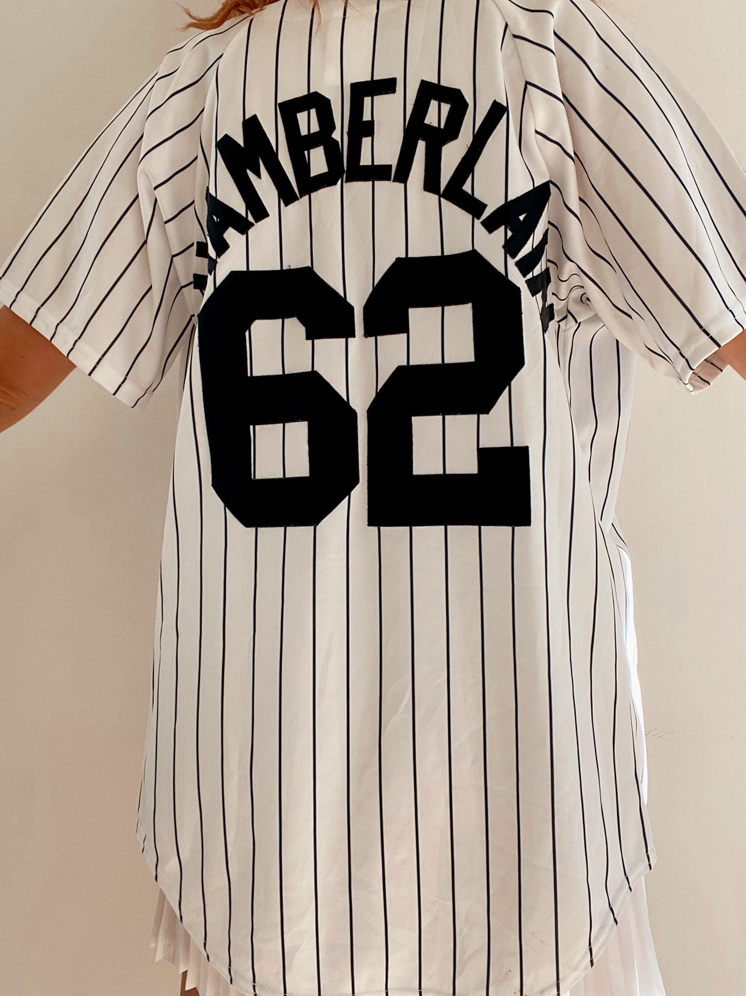 Weiß gestreiftes Baseballtrikot NY S