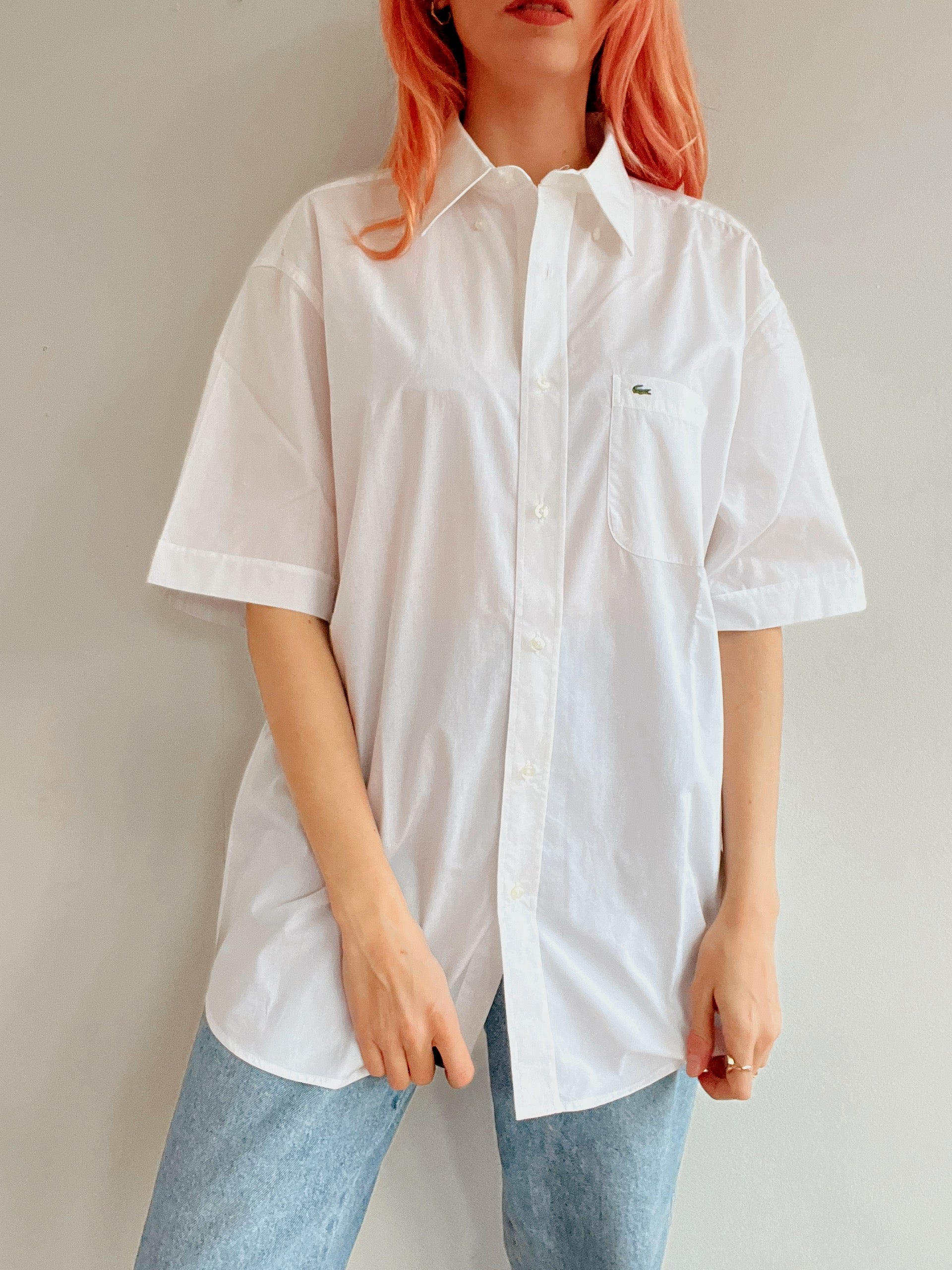 Vintage weißes Lacoste Hemd L 