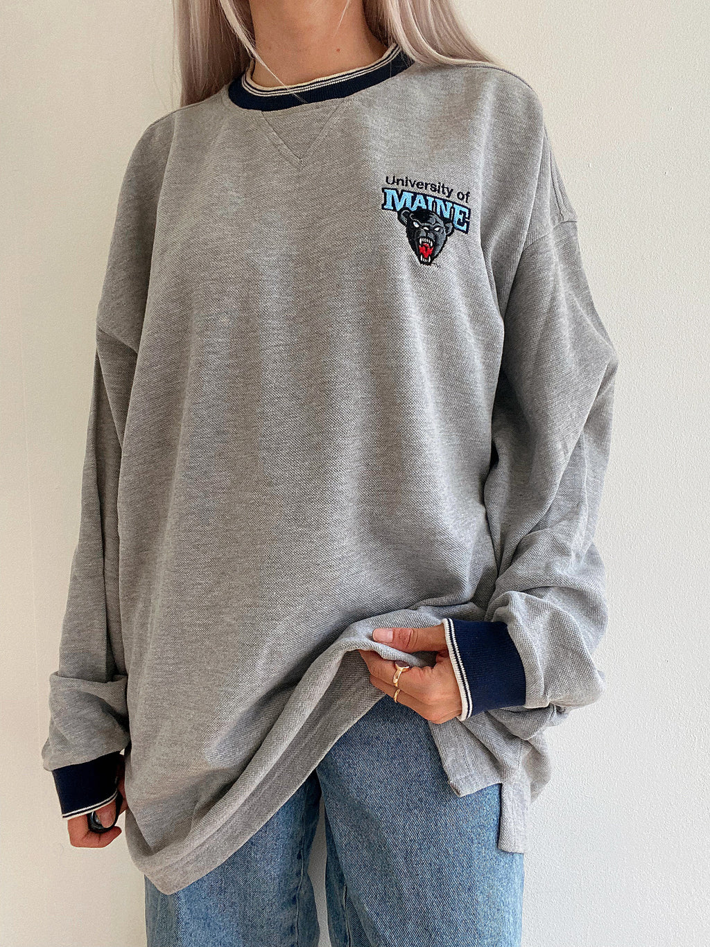 White and blue jacket with orange collar Adidas XL
