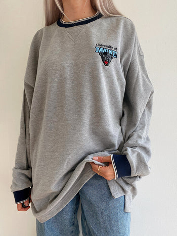 XXL bestickter grauer Pullover