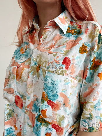 Chemise vintage à fleurs multicolore