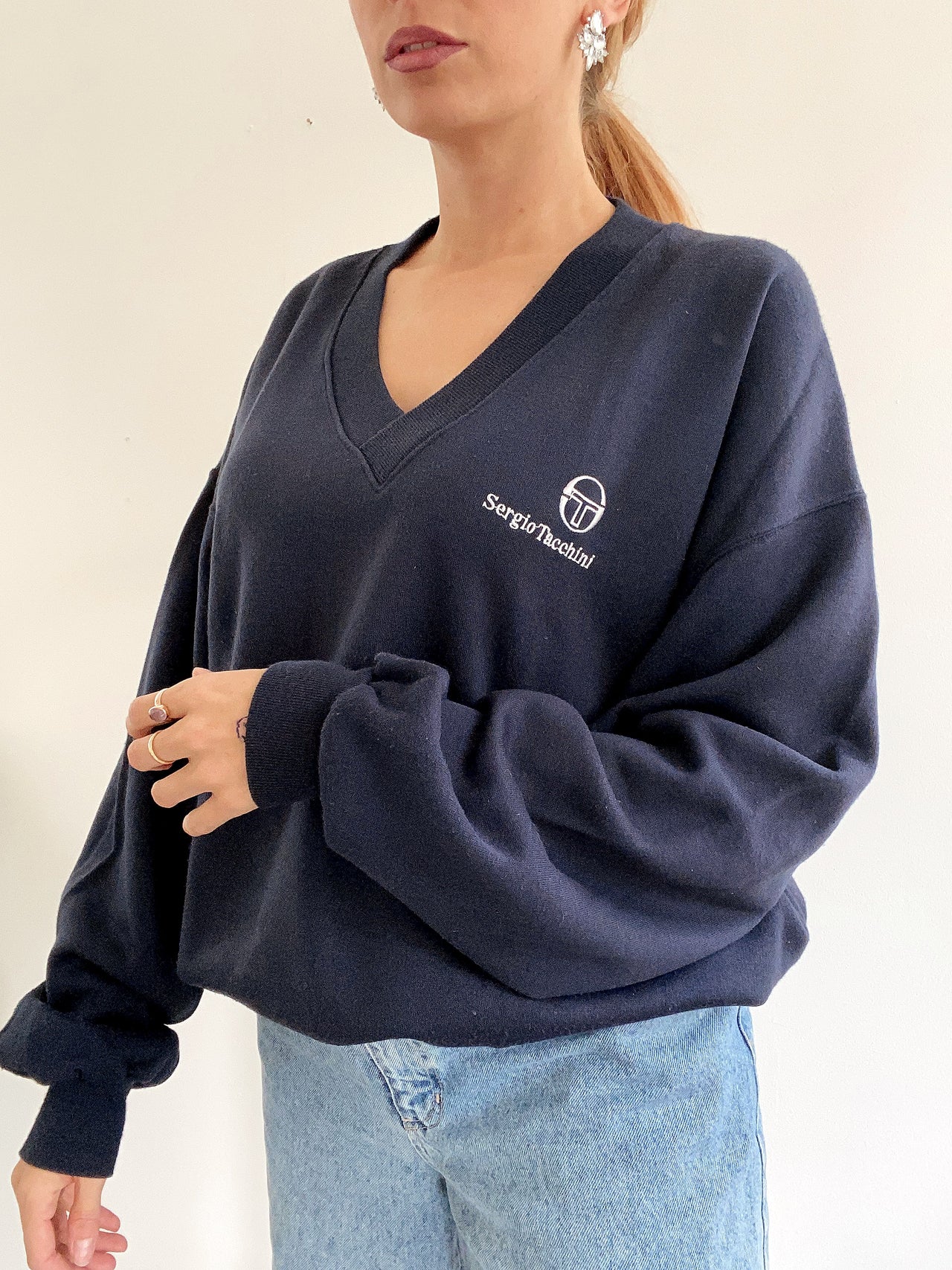 Vintage dunkelblauer Pullover Sergio Tacchini XL