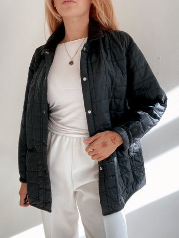 Veste vintage matelassée noire et brune L