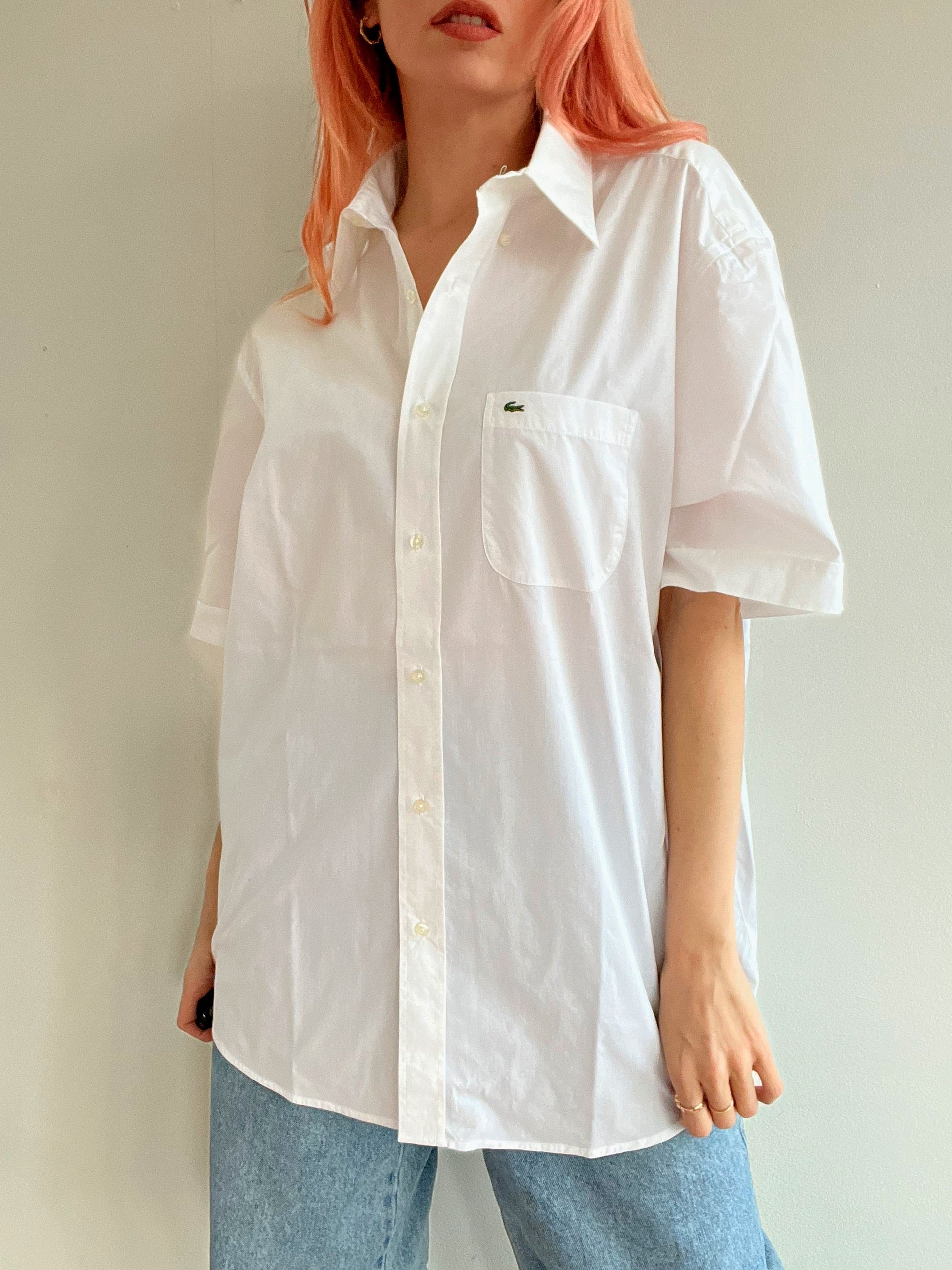 Vintage weißes Lacoste Hemd L 