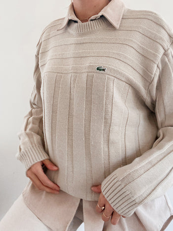 Pull en maille beige Lacoste XL