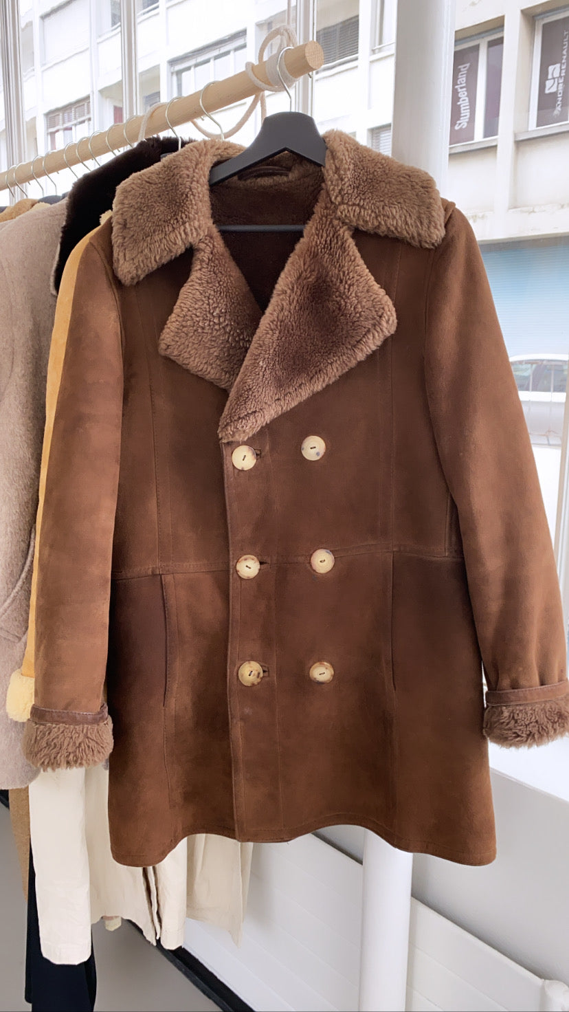 Manteau brun mouton retourné S/M