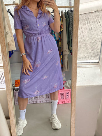 Robe vintage à fleurs violette M