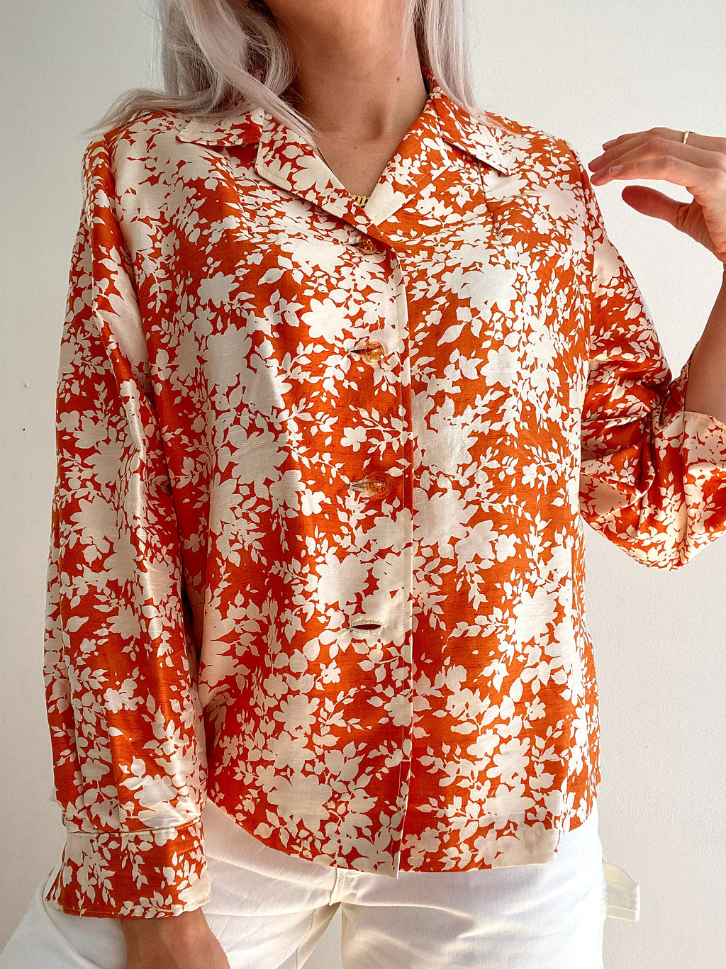 Chemise Vintage 80/90s orange en soie