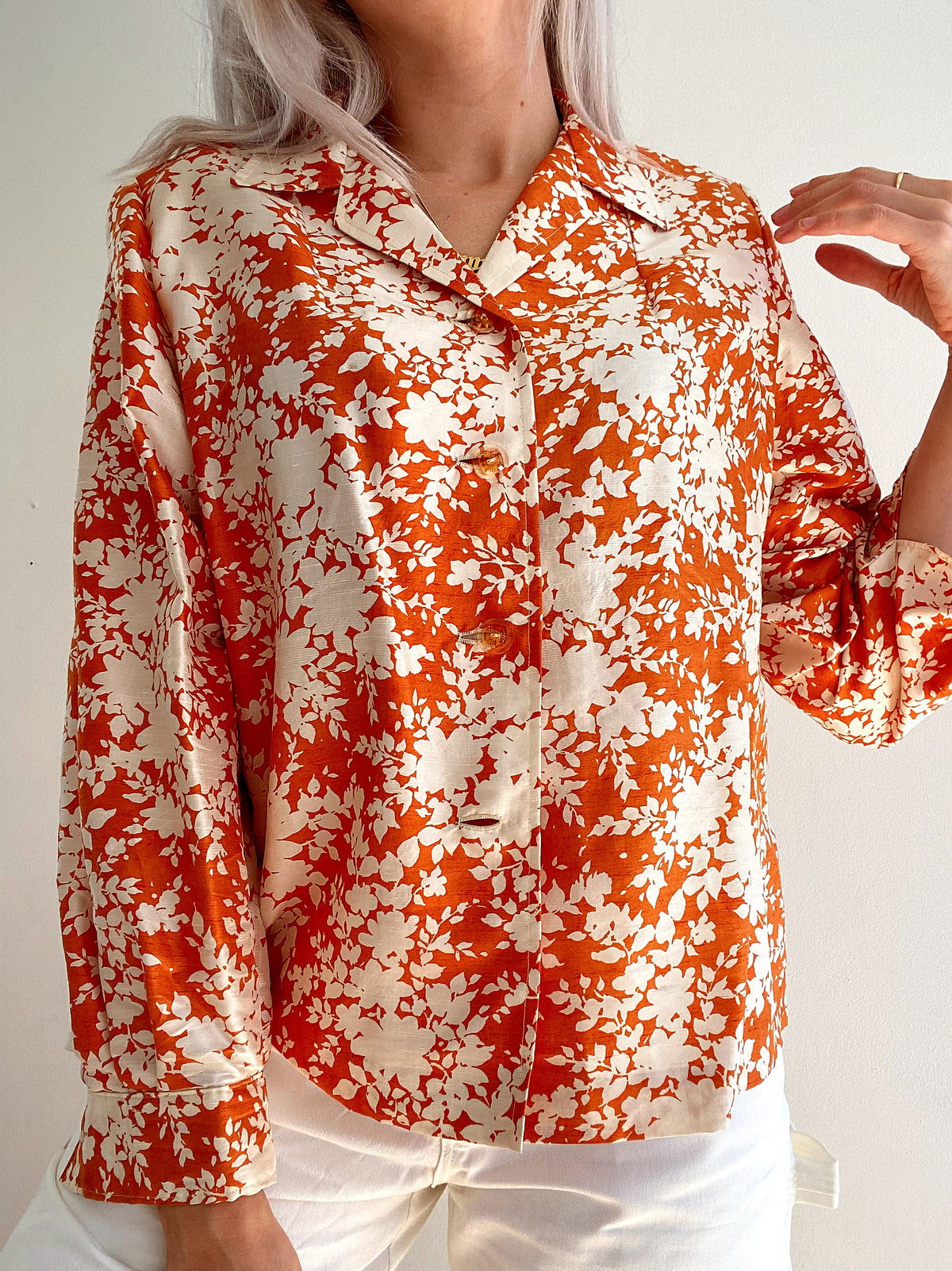 Chemise Vintage 80/90s orange en soie