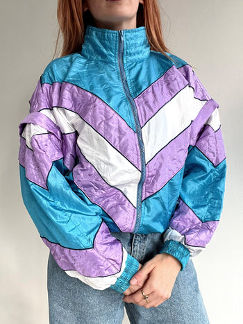 Veste de jogging vintage turquoise et violette M