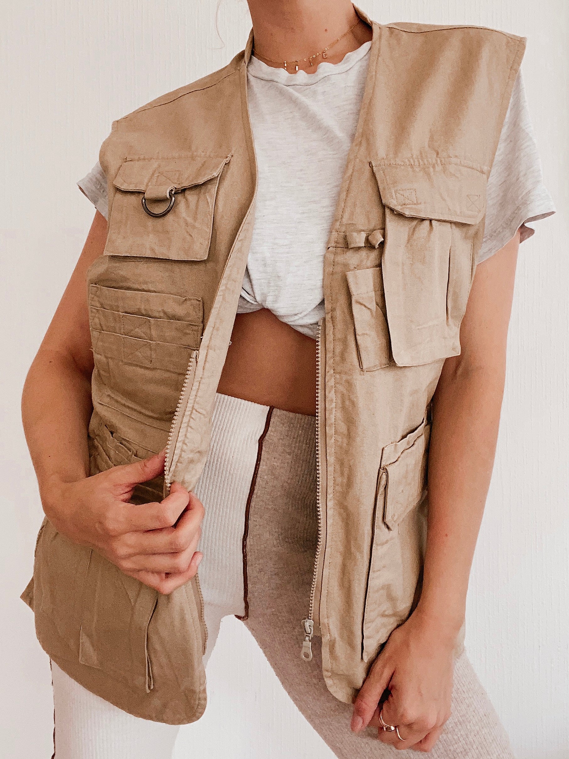 Gilet à poches beige L
