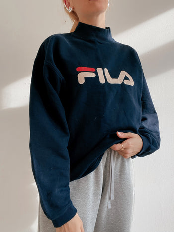 Dunkelblauer Rollkragenpullover Fila M