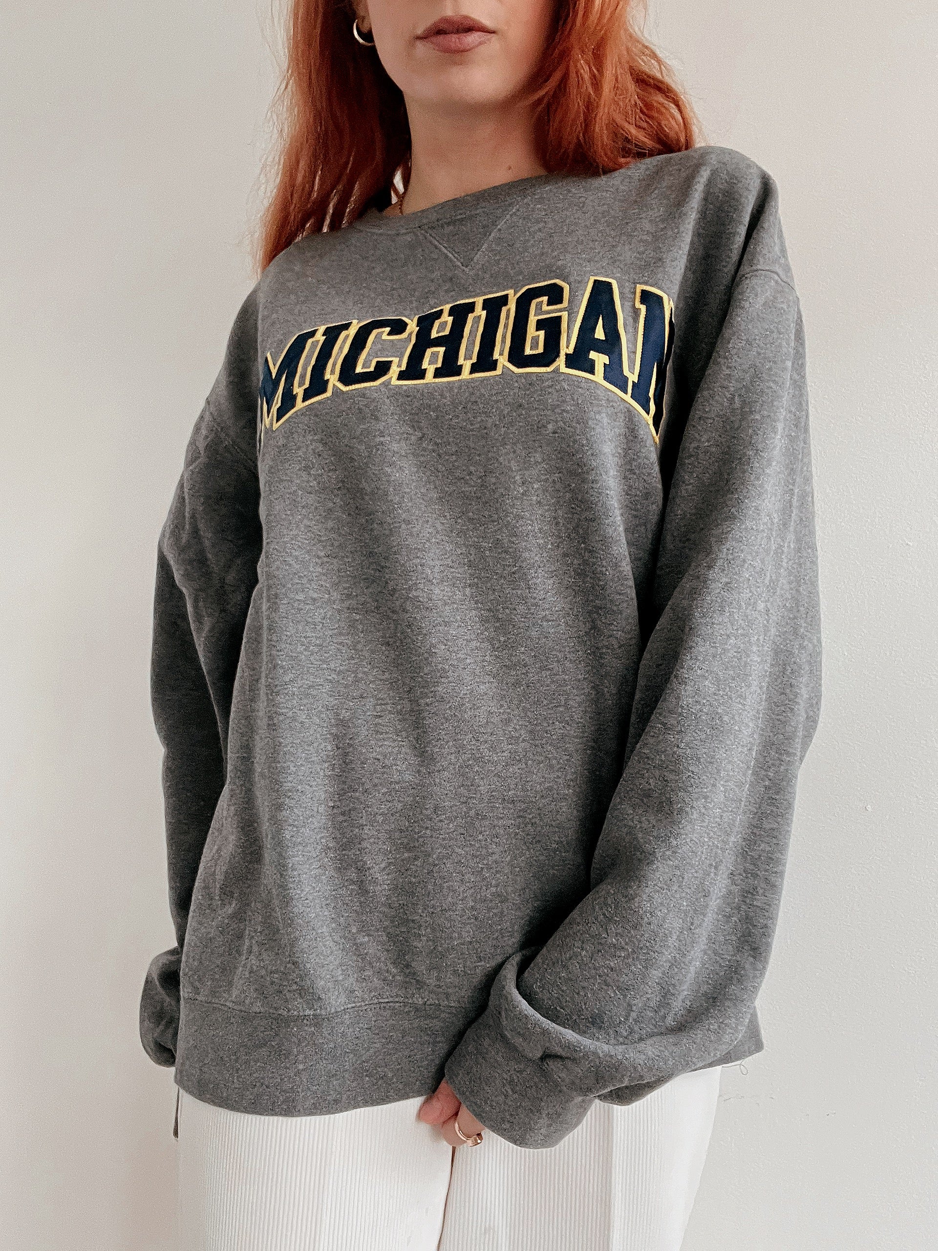 Pull vintage américain gris foncé Michigan XL