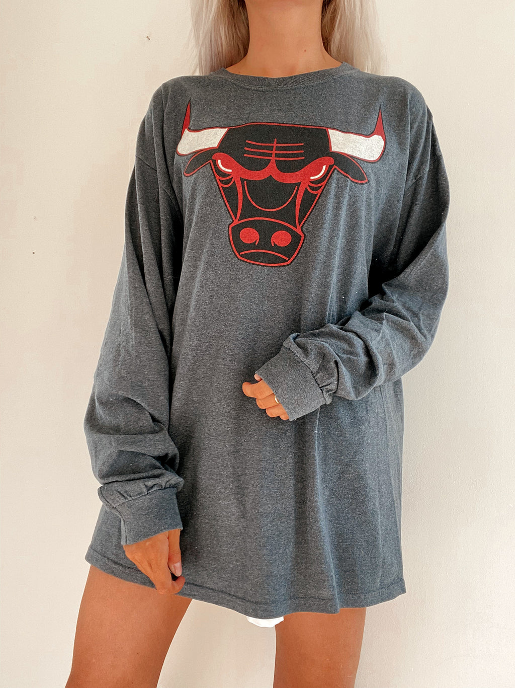 Vintage USA Langarm T-Shirt Dunkelgrau XL
