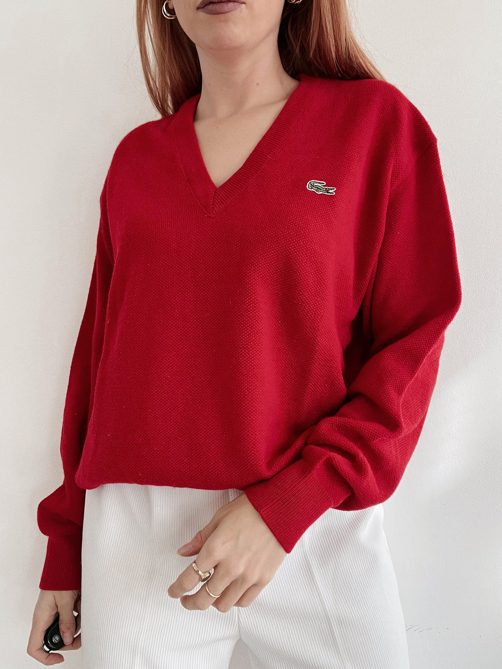 Vintage-Pullover aus roter Lacoste-Wolle