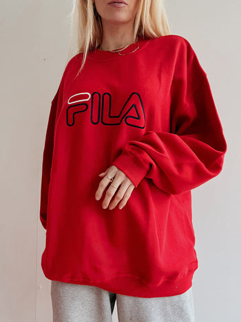 Pull vintage rouge Fila XL