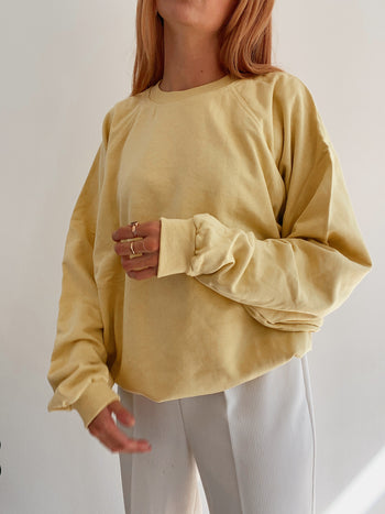 Pull vintage jaune uni L/XL