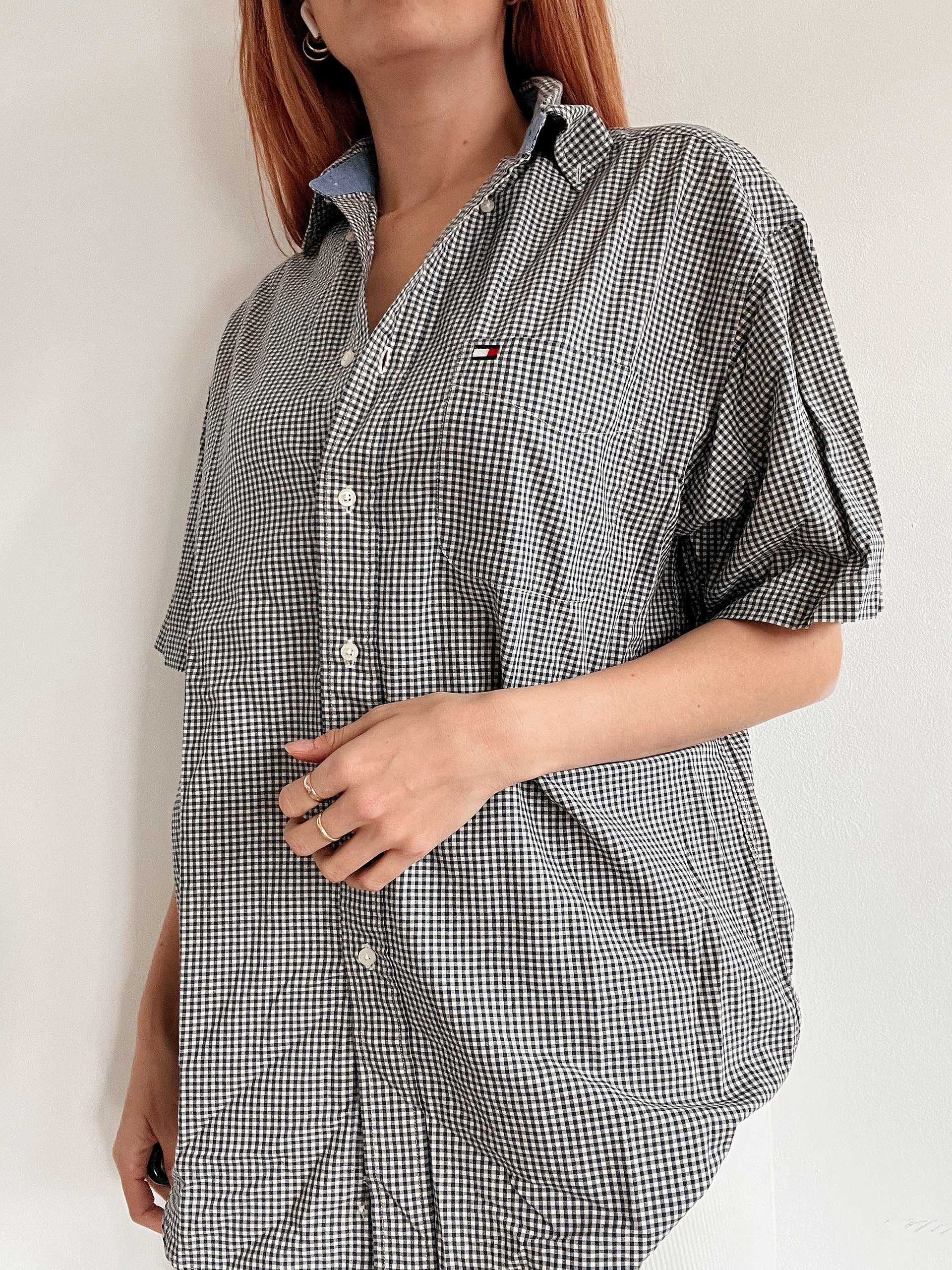Chemise vintage blanc et bleu Tommy Hilfiger S