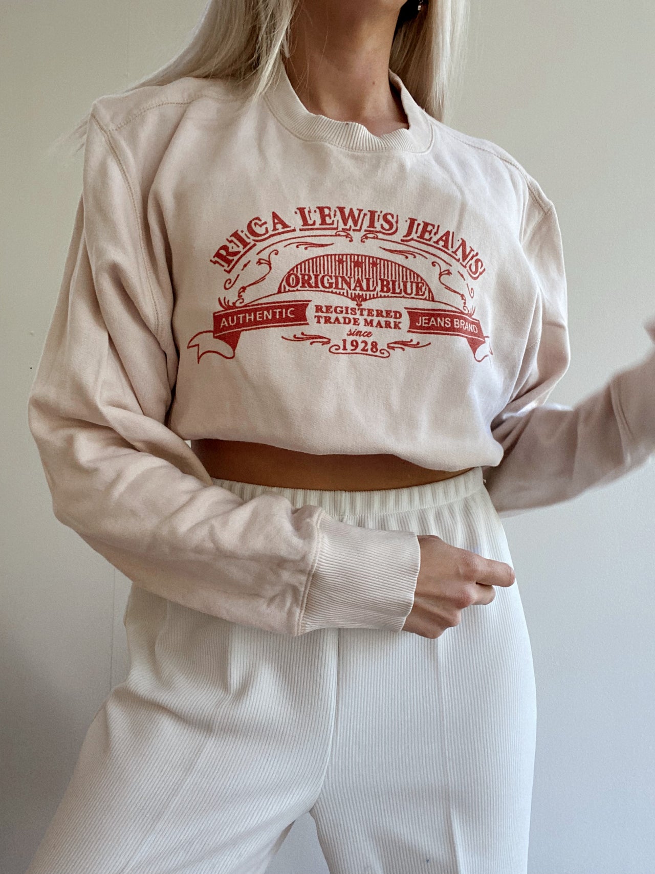 Pull USA vintage blanc cassé et rouge