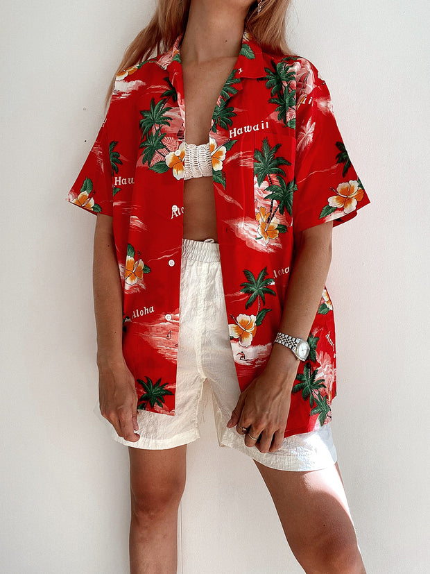 Chemise hawaïenne Vintage 80/90s rouge