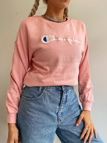 Pull vintage Champion rose Clair XS/S