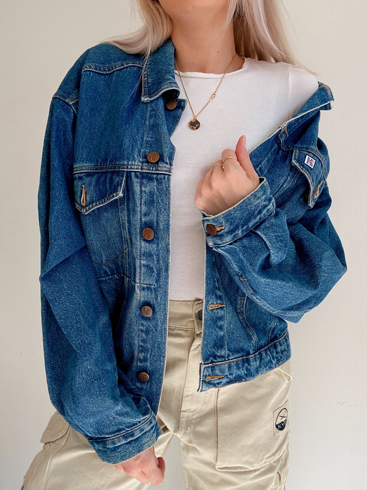 Veste en jeans vintage bleue foncée M